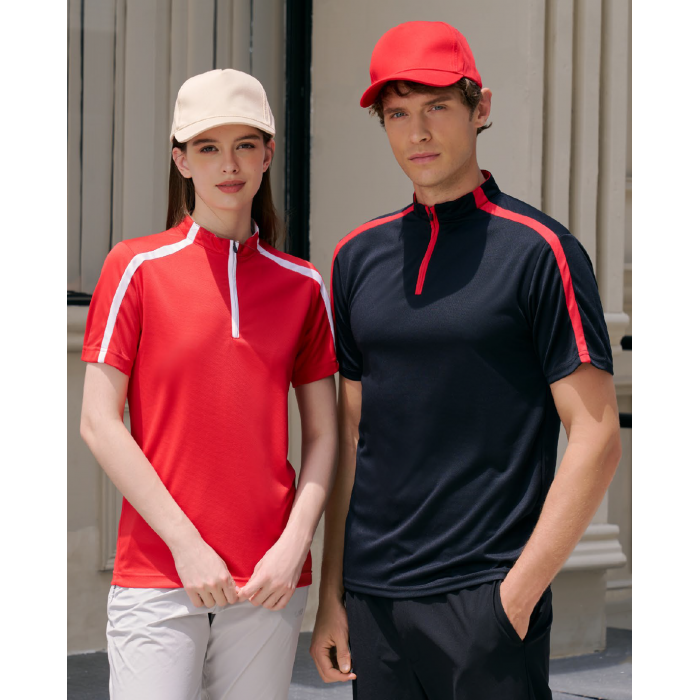 M3600 MICROFIBER MOCK NECK POLO WITH ZIP