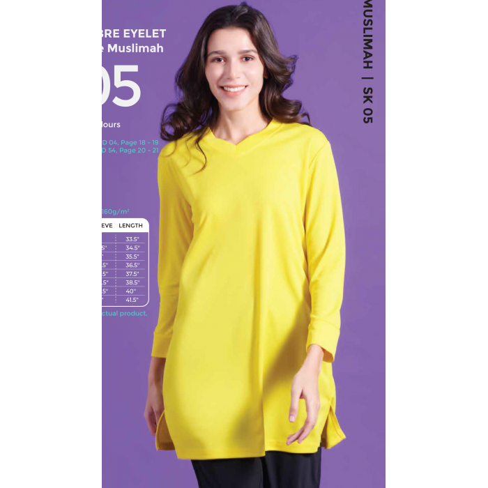 SK05 FEMALE MICROFIBRE EYELET V-NECK LONG SLEEVE MUSLIMAH