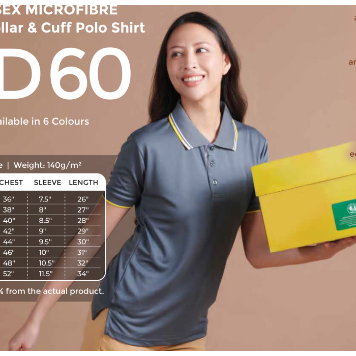 QD60 MICROFIBRE TIPPED COLLAR & CUFF POLO SHIRT