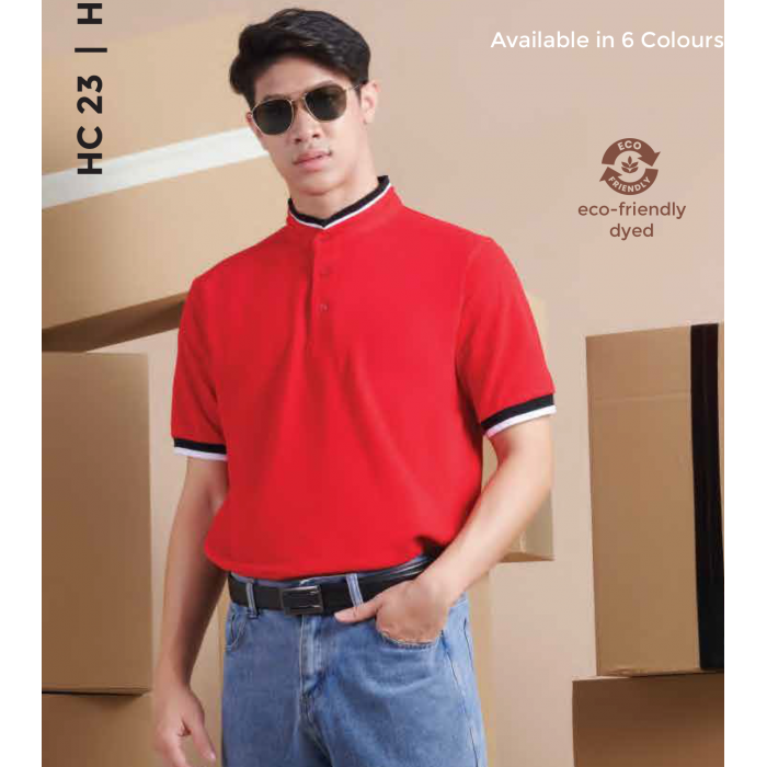 HC23 CVC HONEYCOMB STAND COLLAR POLO SHIRT