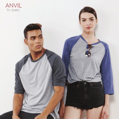 T-Shirt | Round Neck | ANVIL | 3/4 Sleeve Raglan | 6755 Series (Adult)