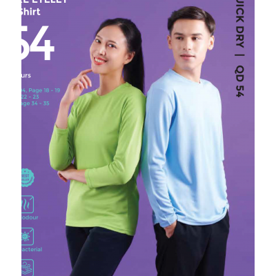 QD54 MICROFIBRE EYELET LONG SLEEVE T-SHIRT