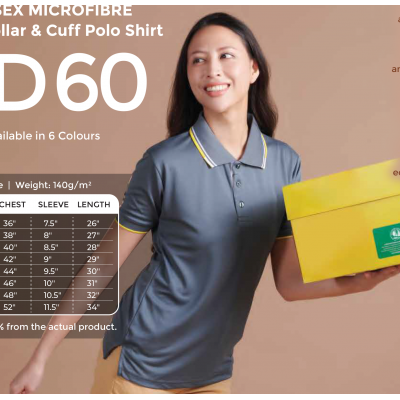 QD60 MICROFIBRE TIPPED COLLAR & CUFF POLO SHIRT