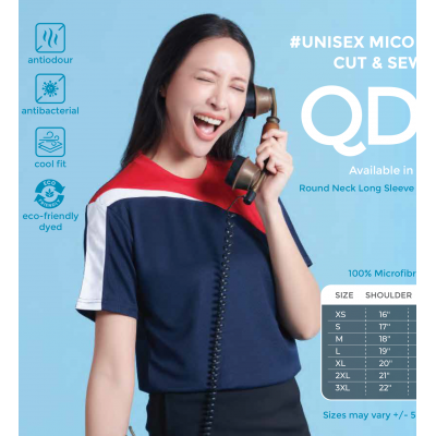 QD57 MICOFIBRE EYELET CUT & SEW T-SHIRT